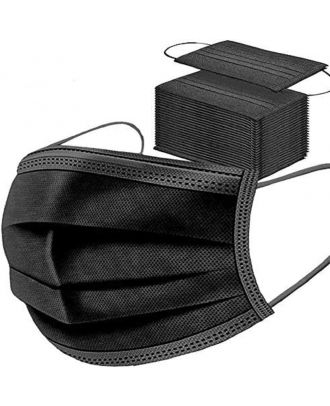 50x Schwarze Einweg Maske Gesichtsmaske Vlies Einwegmaske Mundschutz Staubschutz